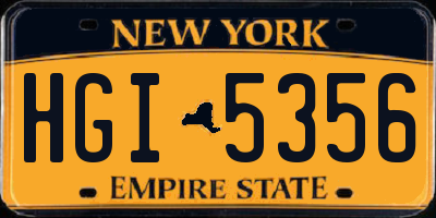 NY license plate HGI5356