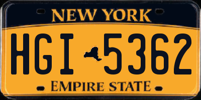 NY license plate HGI5362