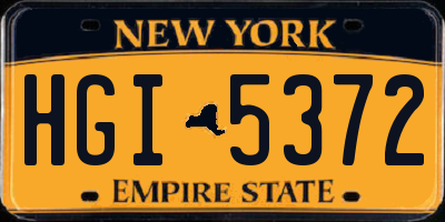 NY license plate HGI5372