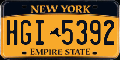 NY license plate HGI5392