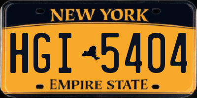 NY license plate HGI5404