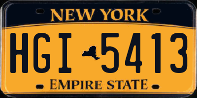 NY license plate HGI5413