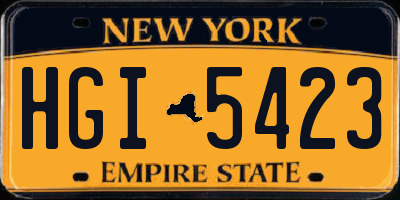 NY license plate HGI5423