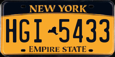 NY license plate HGI5433