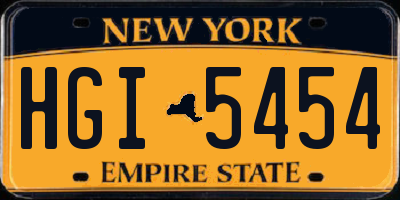 NY license plate HGI5454