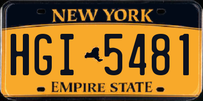 NY license plate HGI5481
