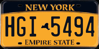 NY license plate HGI5494