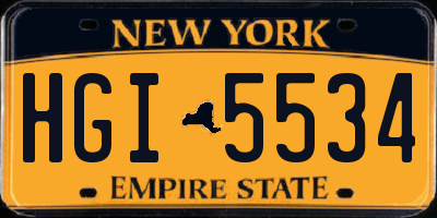 NY license plate HGI5534