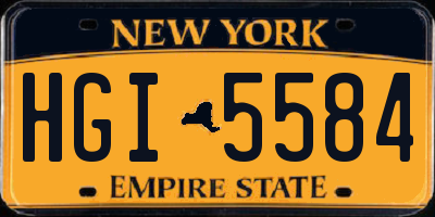 NY license plate HGI5584