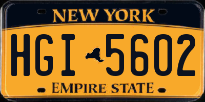 NY license plate HGI5602