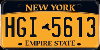 NY license plate HGI5613