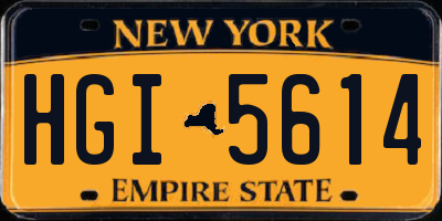 NY license plate HGI5614