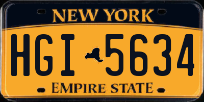NY license plate HGI5634