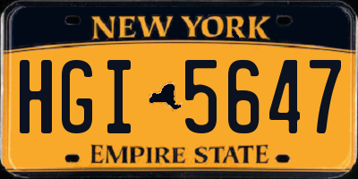NY license plate HGI5647
