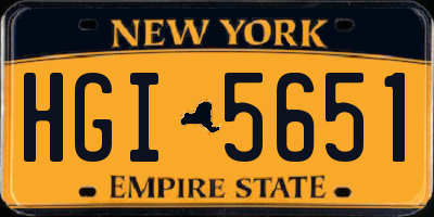 NY license plate HGI5651
