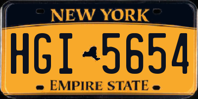 NY license plate HGI5654