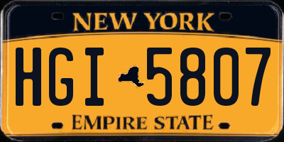 NY license plate HGI5807