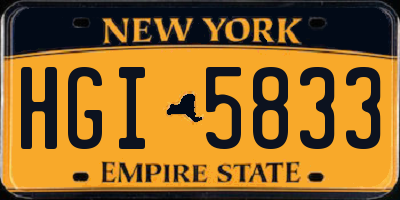 NY license plate HGI5833