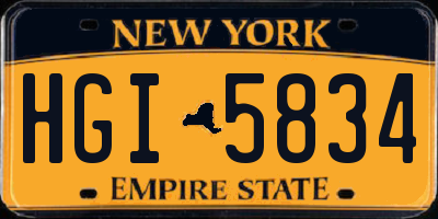 NY license plate HGI5834