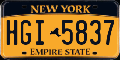 NY license plate HGI5837