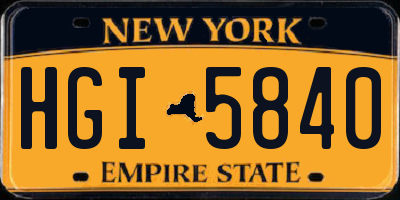 NY license plate HGI5840
