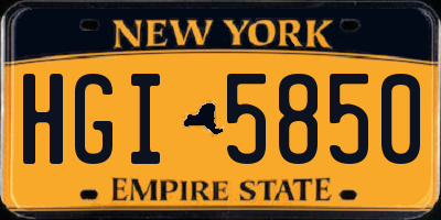 NY license plate HGI5850