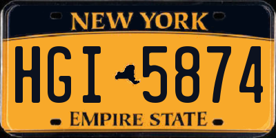 NY license plate HGI5874