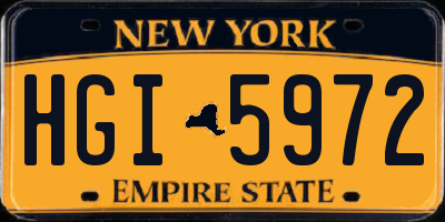 NY license plate HGI5972