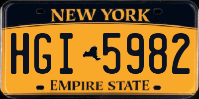 NY license plate HGI5982
