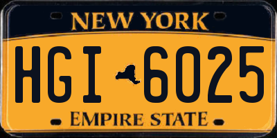 NY license plate HGI6025