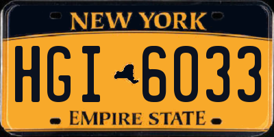 NY license plate HGI6033