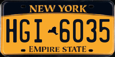 NY license plate HGI6035