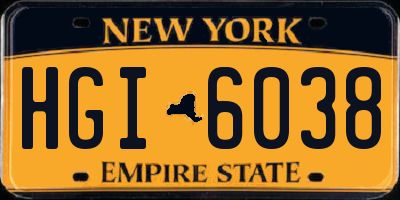 NY license plate HGI6038