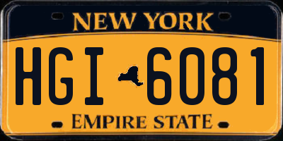 NY license plate HGI6081
