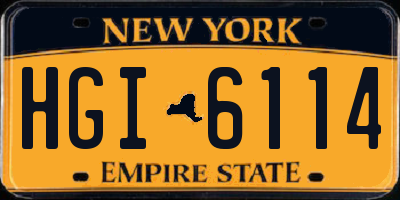 NY license plate HGI6114