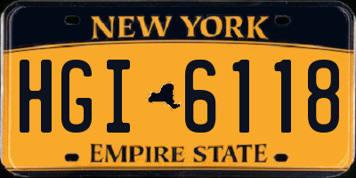 NY license plate HGI6118