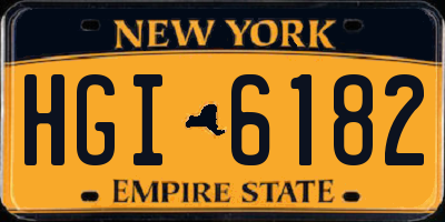 NY license plate HGI6182