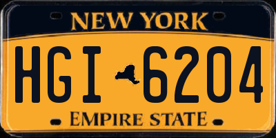 NY license plate HGI6204