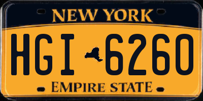 NY license plate HGI6260