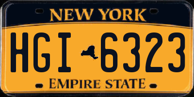 NY license plate HGI6323