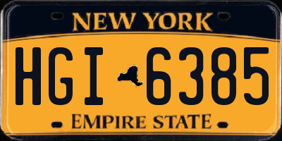 NY license plate HGI6385