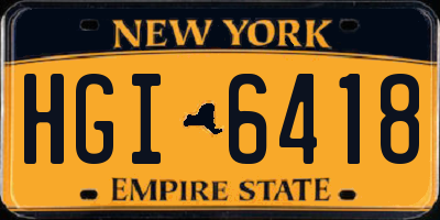 NY license plate HGI6418
