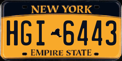 NY license plate HGI6443