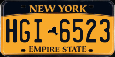 NY license plate HGI6523