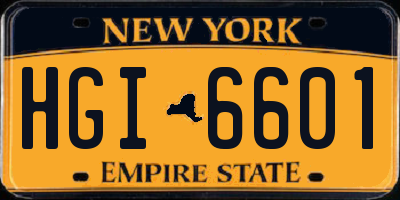 NY license plate HGI6601