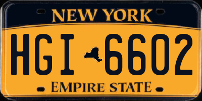 NY license plate HGI6602