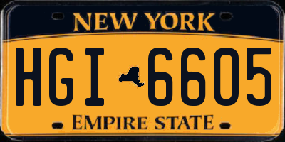 NY license plate HGI6605