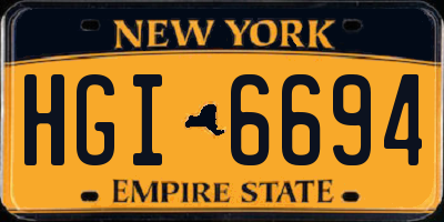 NY license plate HGI6694