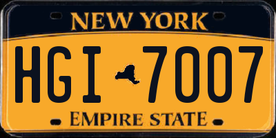 NY license plate HGI7007