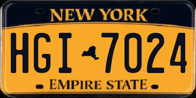NY license plate HGI7024
